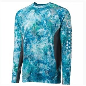Magellan Outdoors Men's Teal & Blue Marble Long-Sleeve Shirt